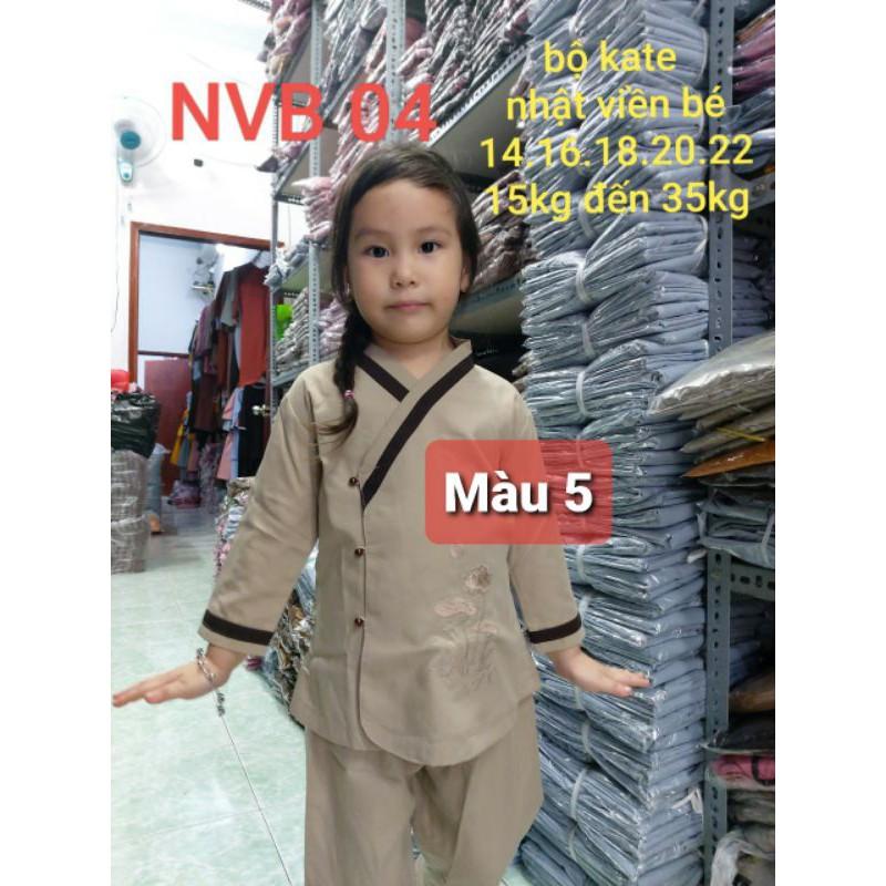 Đồ lam, đồ đi chùa, quần áo phật tử trẻ em. Bộ kate nhật viền bé gái