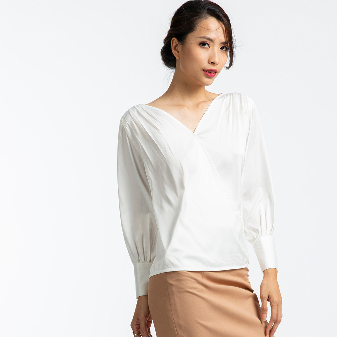 Áo Kiểu Nữ Áo Công Sở Cao Cấp Áo Đắp Vạt Thời trang thiết kế Hity TOP100