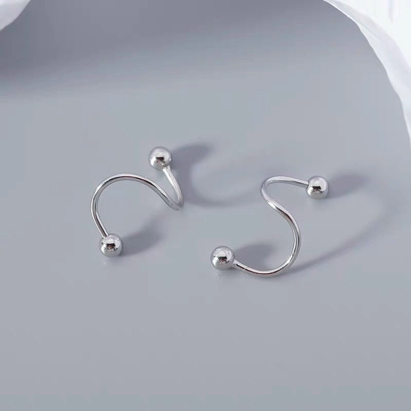Bông Tai Nữ Hoa Tai Nam Nữ Bi Bạc Xoắn Bạc Ý 925 Nữ Tính Cá Tính Và Đơn Giản BẠC HIỂU MINH HT288