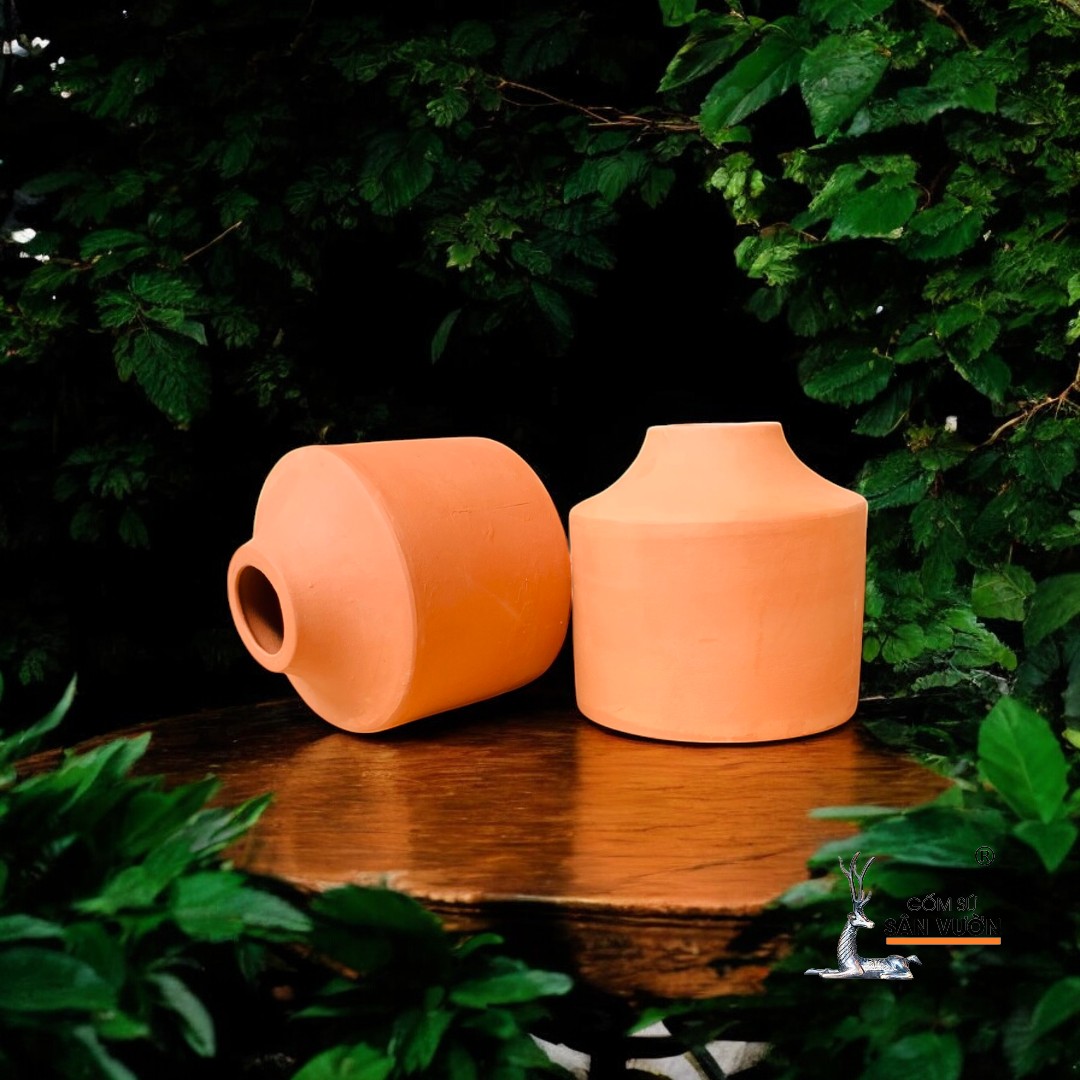 Bình Gốm Đất Nung Trồng Hoa Khô D4xH13cm