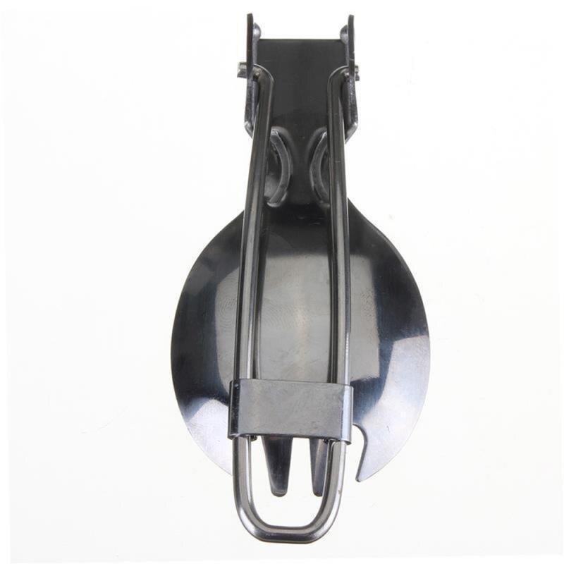 Outdoor Camping 2 In 1 Stainless Steel Folded Fork Spoon Camping Tableware Picnic Spoon Outdoor Lightweight Tableware Hiking