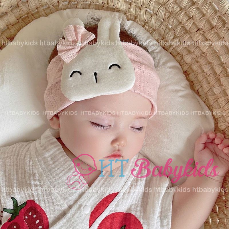 Băng Đô Thỏ Dễ Thương - Mũ Turban Che Thóp Cho Bé Gái