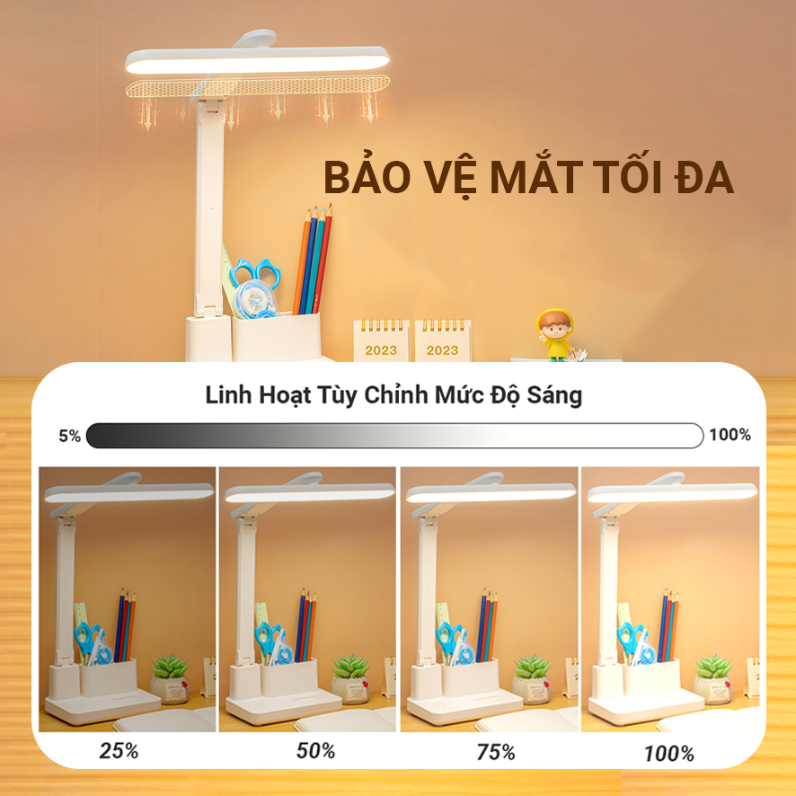 Đèn Chống Cận Thông Minh, Đèn Bàn Học Chống Mỏi Mắt, Đèn Cảm Ứng Có 3 Chế Độ Ánh Sáng