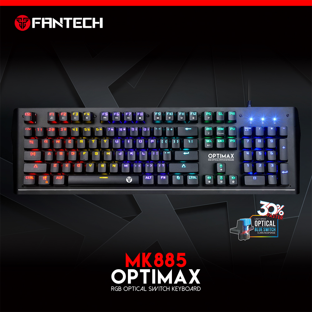 Bàn phím cơ Gaming Fantech MK885 OPTIMAX Full-sized RGB Optical Blue Switch Full Anti-Ghosting - Hàng chính hãng