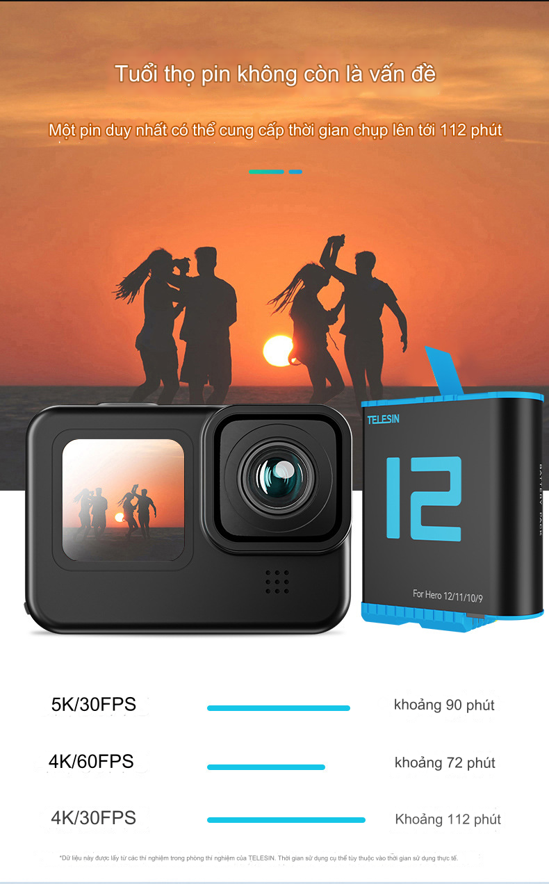 Pin Telesin cho GoPro Hero 9, GoPro Hero 10, GoPro Hero 11, GoPro Hero 12