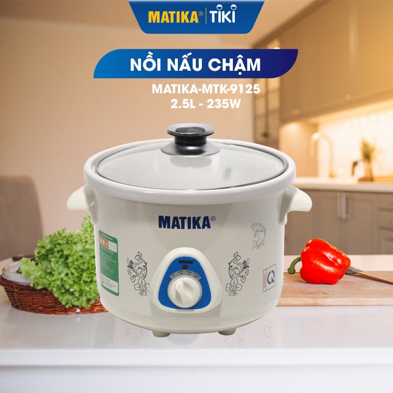 Nồi kho cá nấu cháo - Nồi nấu chậm Matika MTK-9125 - Hàng chính hãng