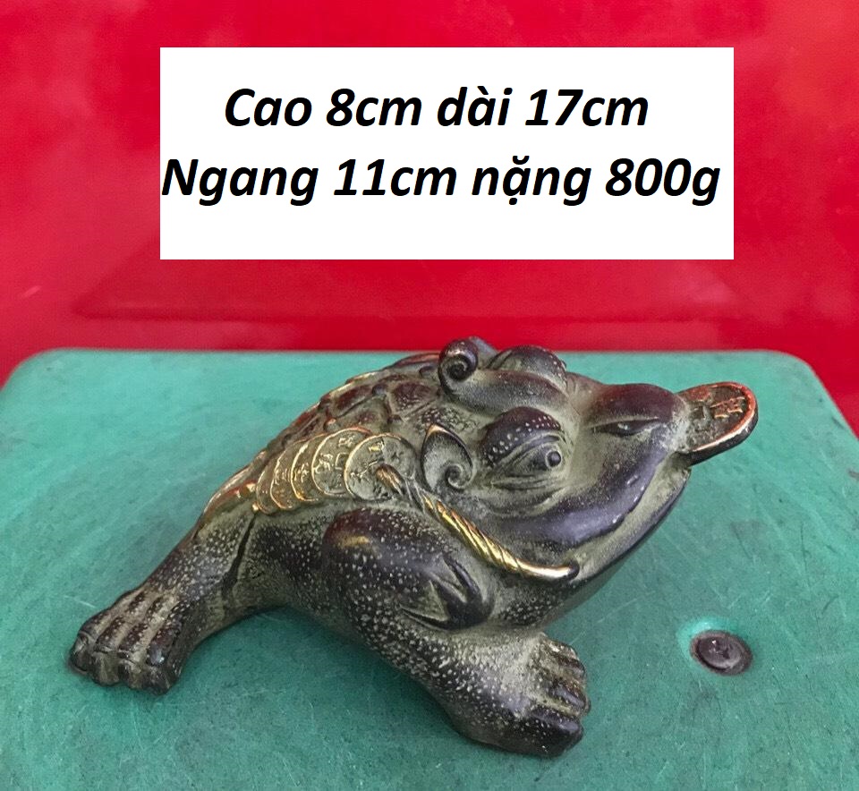 Tượng Cóc 3 chân ngậm tiền bằng đồng vàng MS201