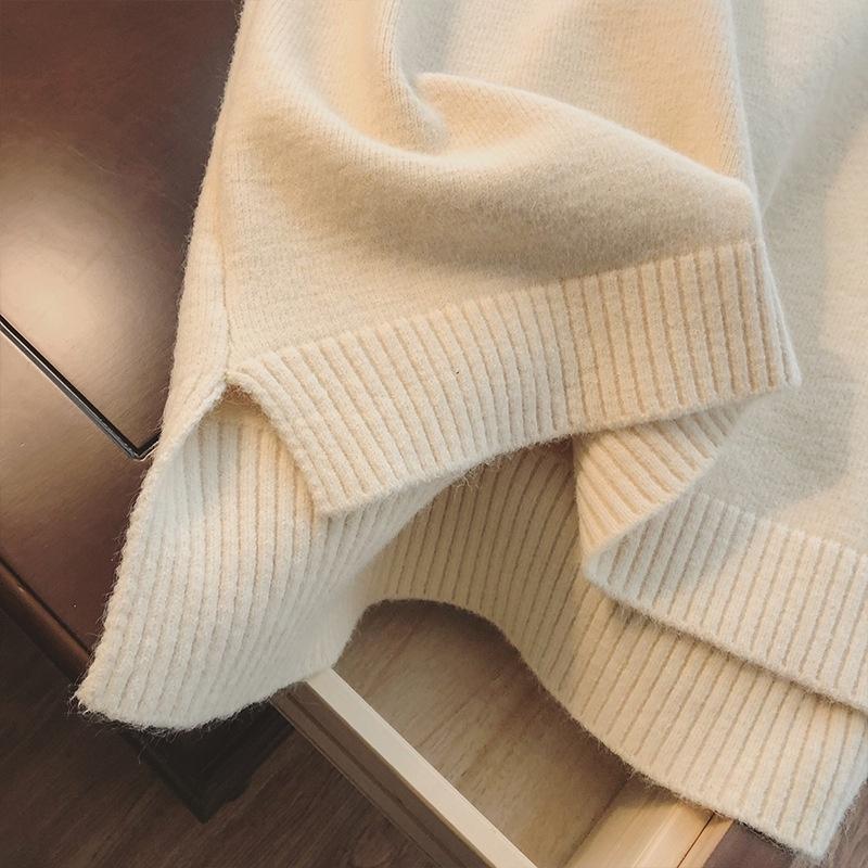 Gile Len Trơn | Áo Gile Len Nữ Trơn Basic Cổ V Form Rộng Hàn Quốc Dày Dặn Xẻ Tà Ulzzang, Hàng Quảng Châu