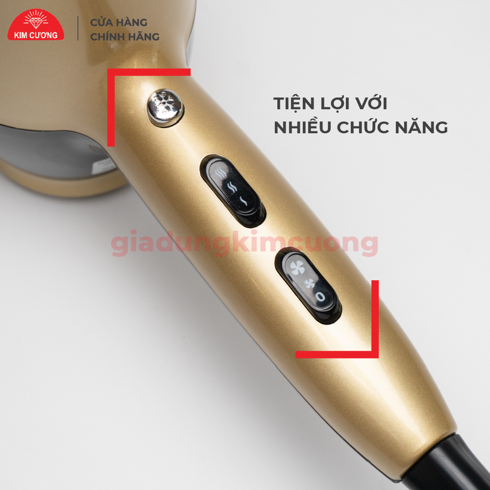 Máy Sấy Tóc Nóng Lạnh - Máy Sấy Tóc 2 Chiều Kim Cương 6633 - Hàng Chính Hãng