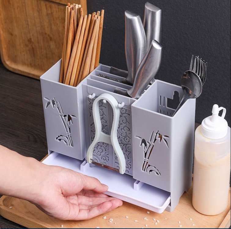 Kệ Giá Đựng Cắm Đũa Muỗng Khay Kệ Để Cắm Dao Nhà Bếp Dán Treo Tường Đa Năng Cao Cấp Sang Trọng