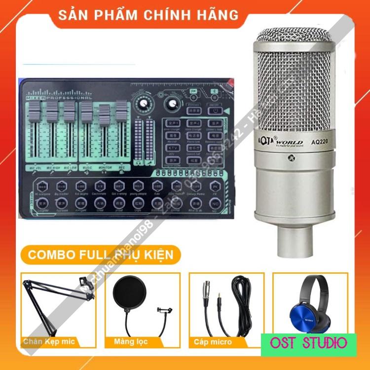 Combo Hát Thu Âm Livestream Sound Card H9 Micro AQTA AQ220 . Giả Giọng Người Già , Trẻ Em , Autotune . Bảo Hành 12 Tháng