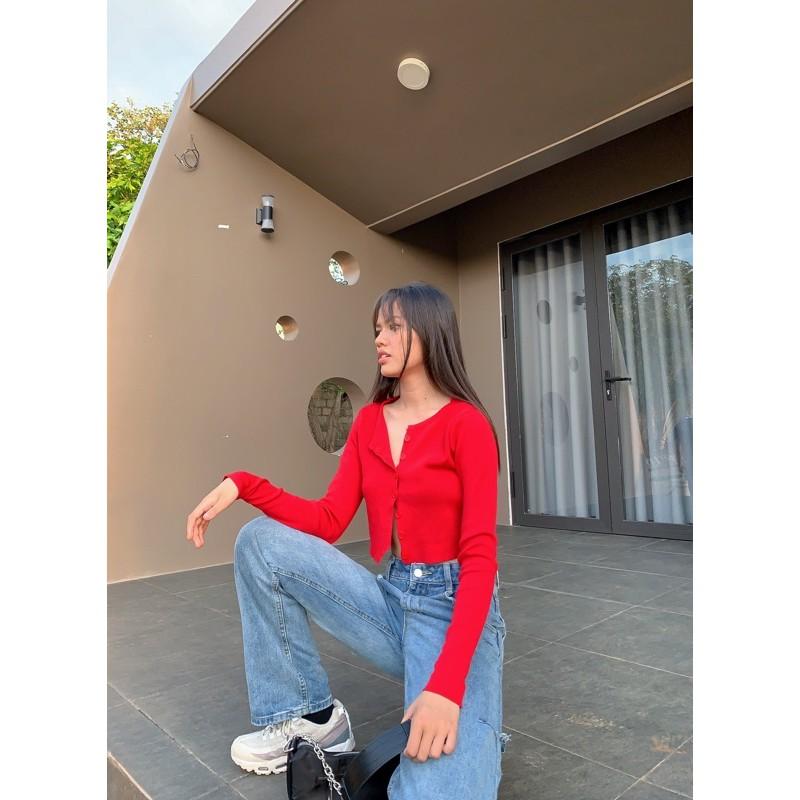 Áo cardigan len - Áo len croptop nữ