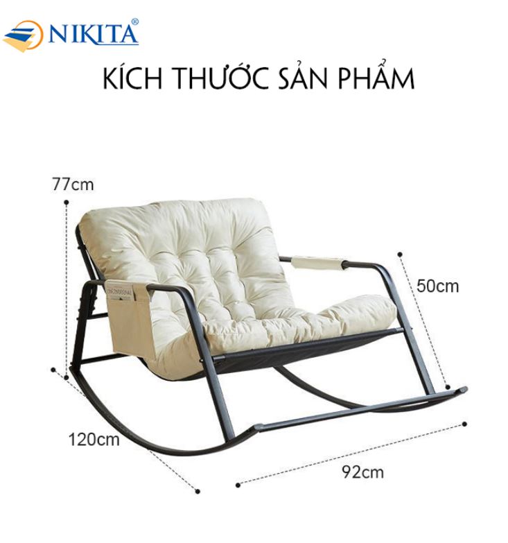 Ghế sofa bập bênh đôi khung thép, cao cấp, sang trọng, rộng rãi, êm ái, đệm hai mặt, hai màu thay đổi, chính hãng Nikita