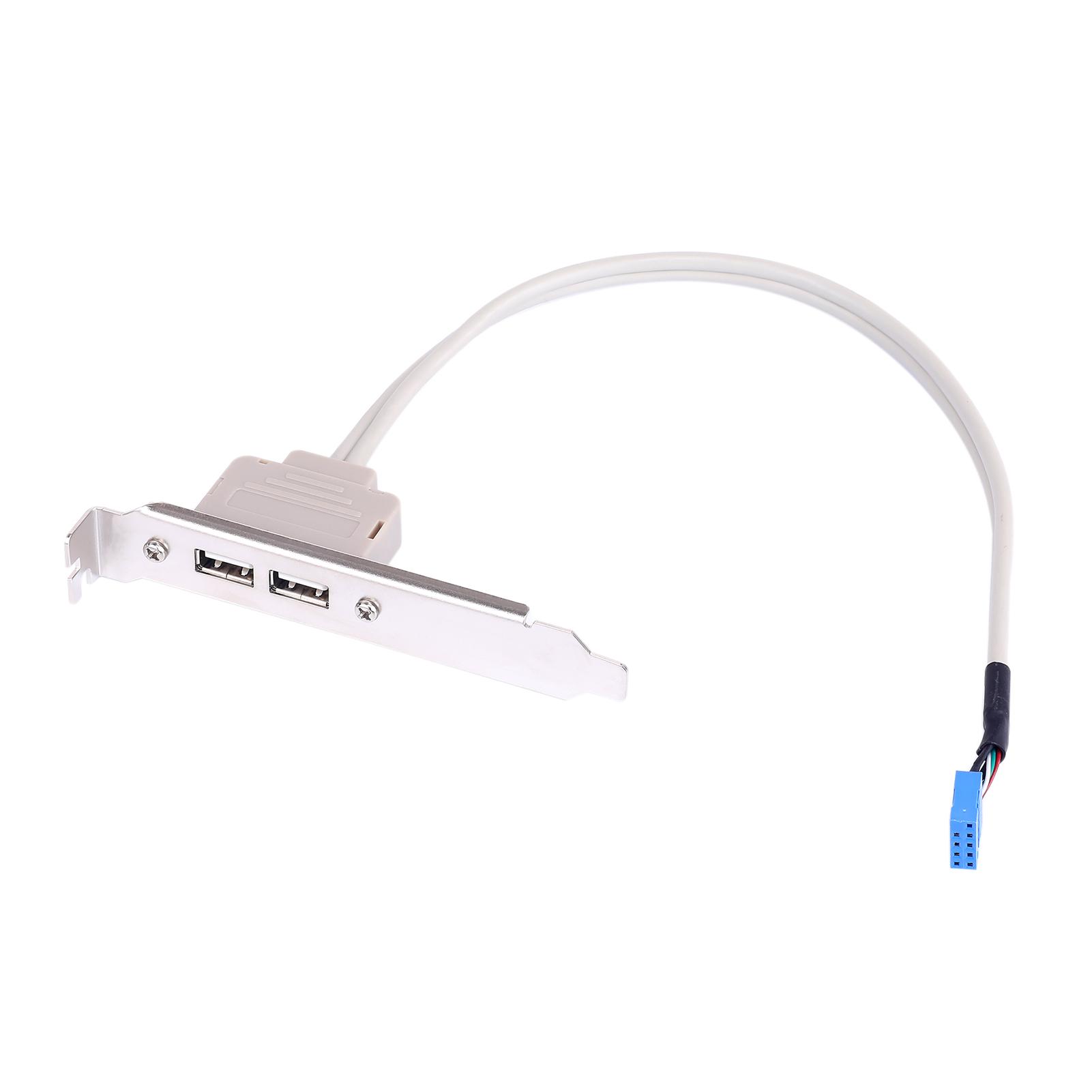 2 Ports USB 2.0 Motherboard Rear Panel Expansion Bracket to 9 Pin Header Cable Adapter Expander Rear Brackets for PC