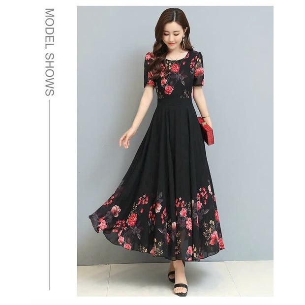ĐẦM MAXI HỌA TIẾT HOA 3D CAO CẤP