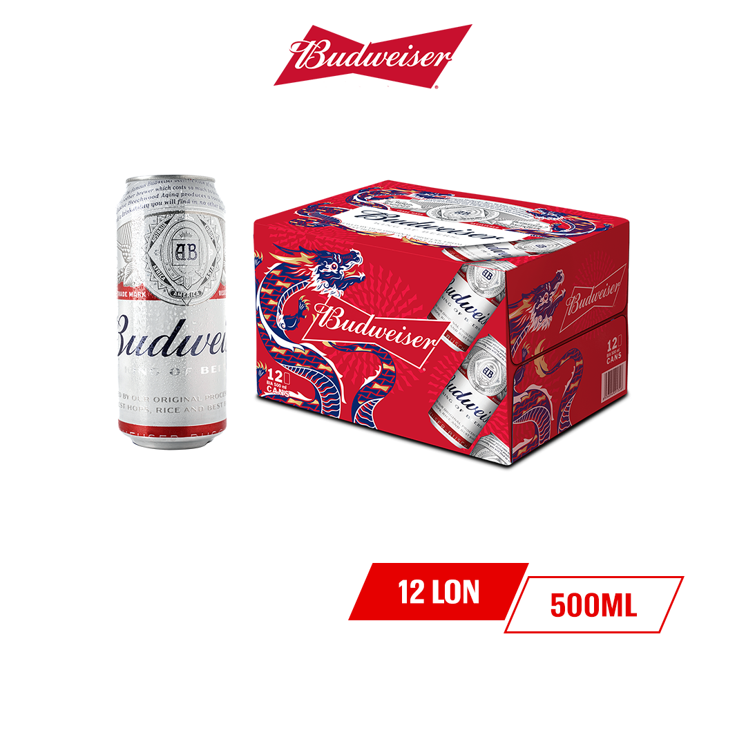 Thùng 12 Lon Bia Budweiser - Phiên Bản Tết 2024