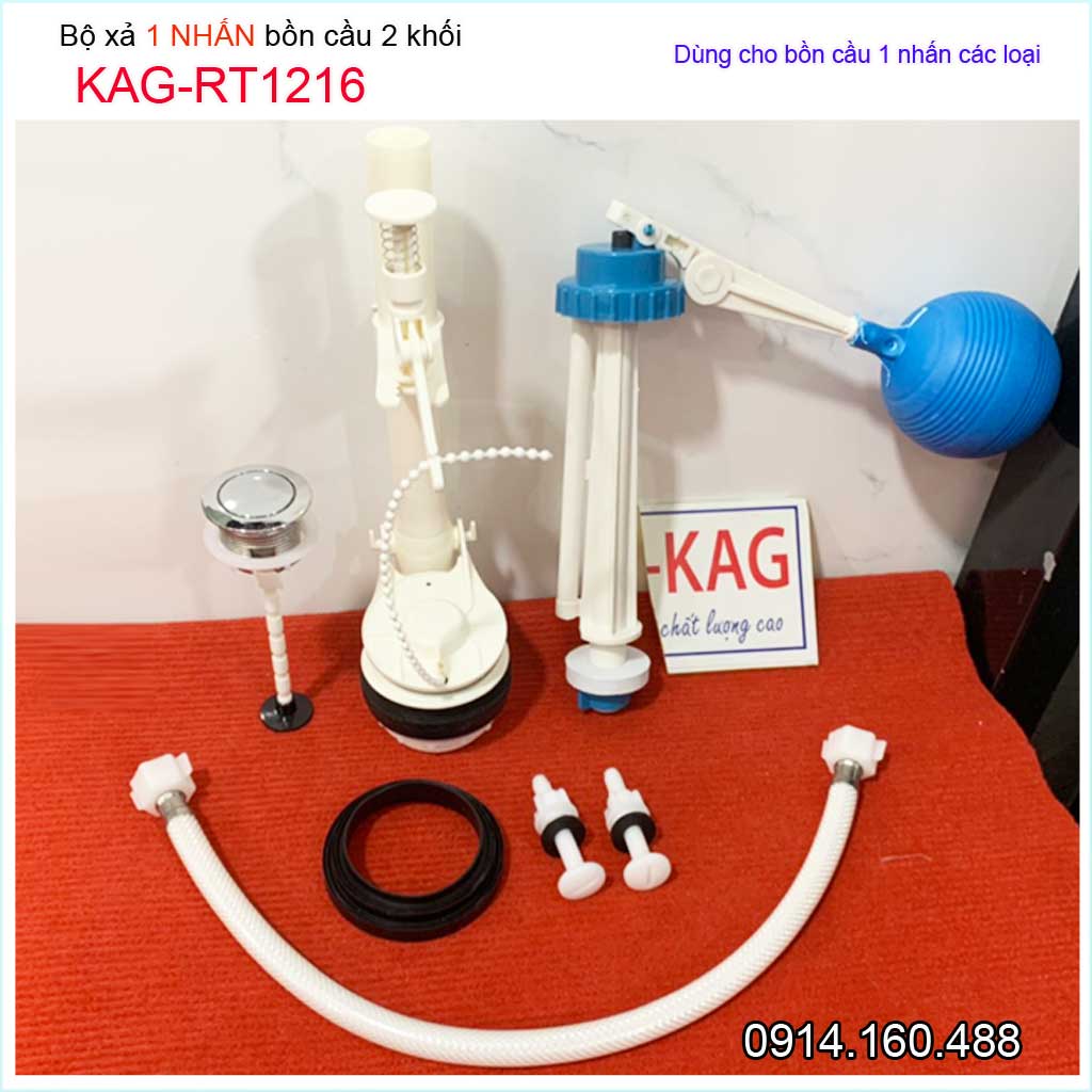 Bộ xả bồn cầu 1 nút nhấn siêu nhẹ Doco KAG-RT1216, bộ xả nước bồn cầu 1 nút nhấn trọn bộ xả