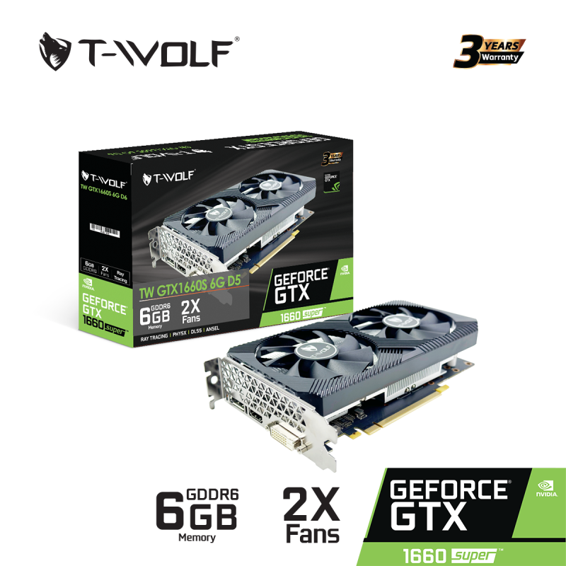 Card Màn Hình  VGA T-WOLF TW-GTX1660S 6G D6 – Hàng Chính Hãng