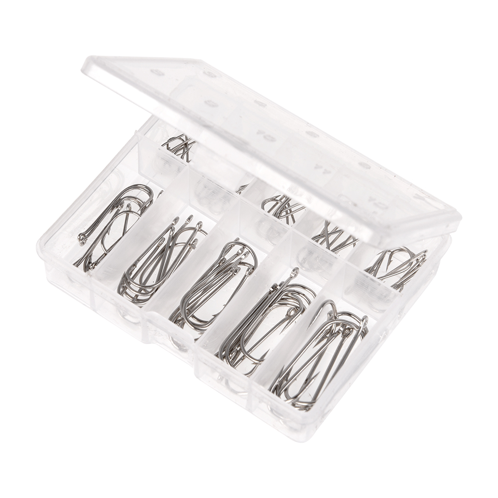 1 Hộp 100 Móc Câu Bằng Thép Có Lỗ Câu Cá