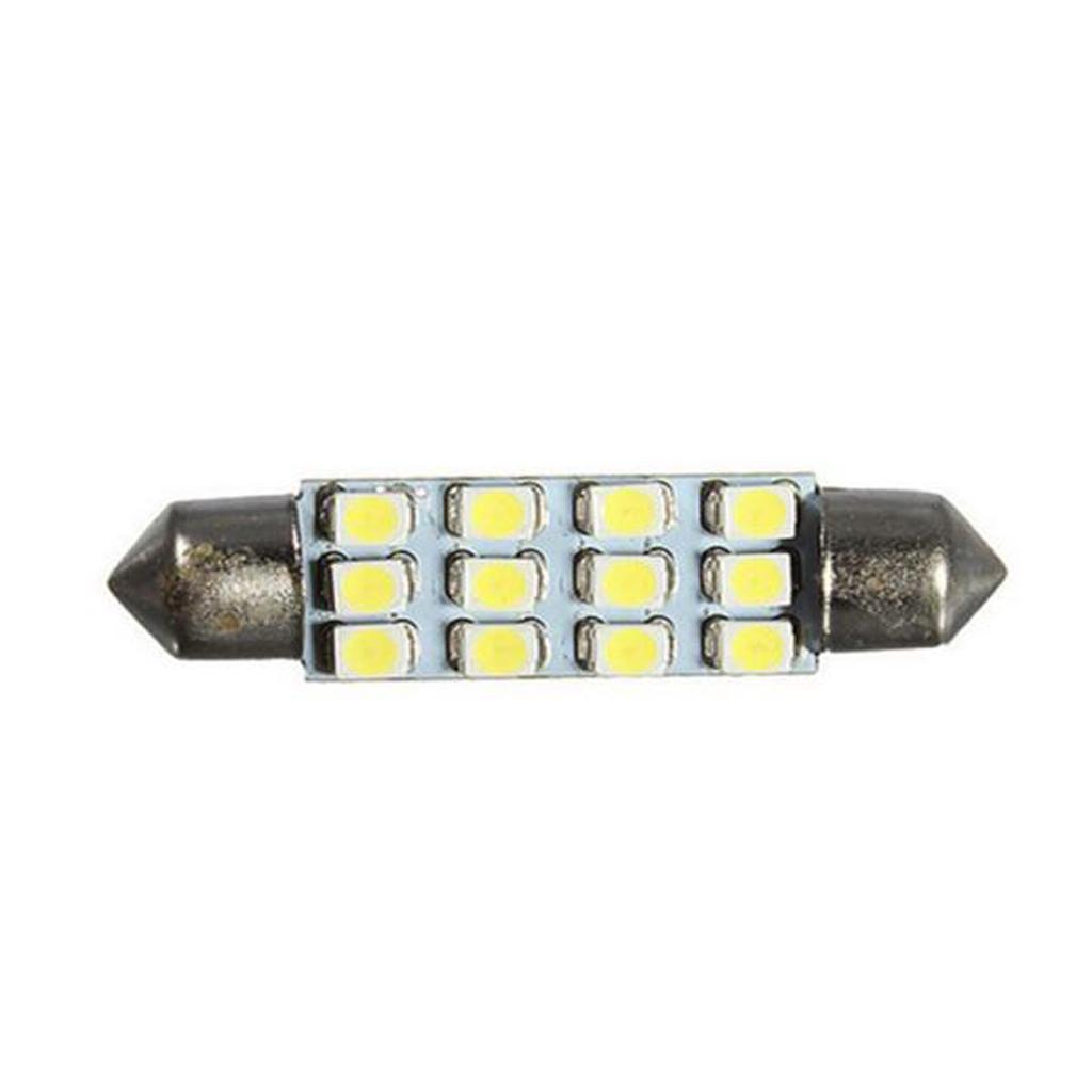 6 Pieces 6000K White 42MM 12SMD 3528 Festoon Car LED Dome Map Interior Bulbs