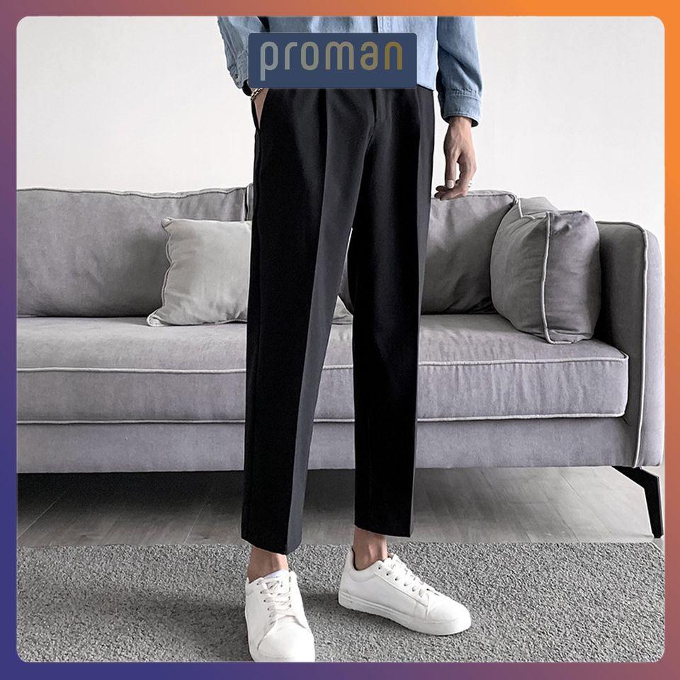 Quần baggy nam ống rộng, quần ống suông nam dáng Baggy vải lụa hàn co giãn, không nhăn không xù AU01 PROMAN