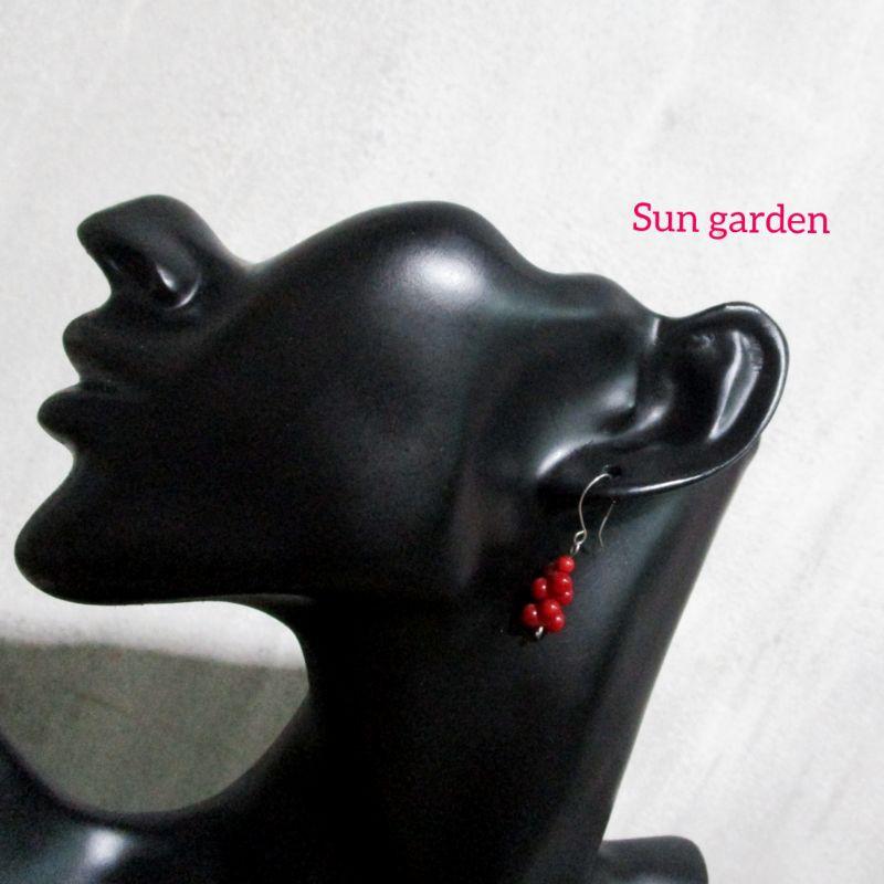 Bông tai san hô đỏ red coral sang trọng