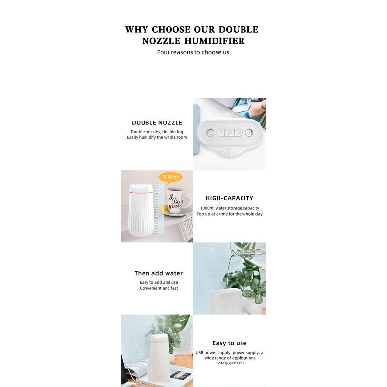 Portable Air Humidifier 1000ml Ultrasonic Aroma Essential Oil Diffuser USB Cool Mist Maker Purifier Aromatherapy for Car Home