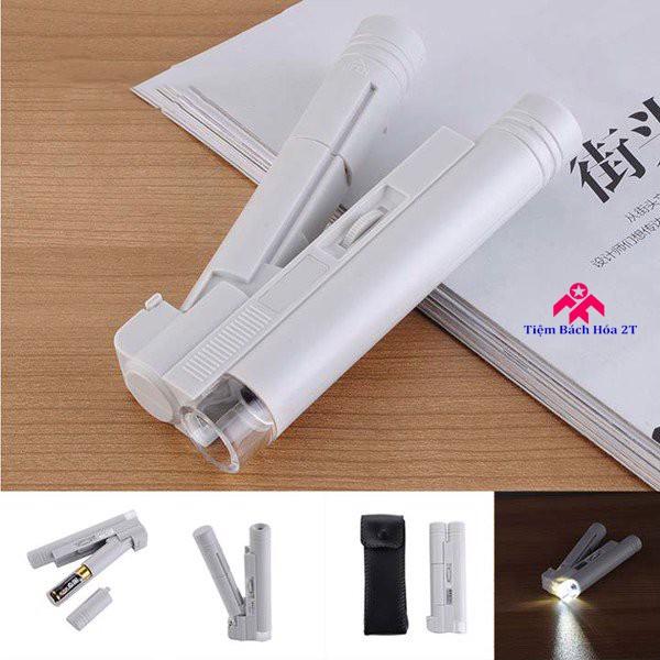 Kính lúp mini 40X có thước đo, có đèn