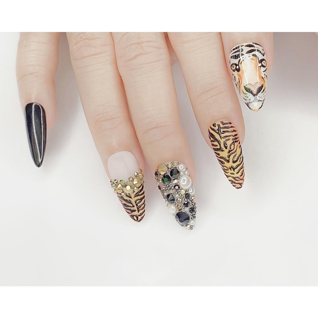 Nail Box > Móng up vẽ trang trí hoạ tiết Cọp HOT Mùa Lễ Hội Năm Mới