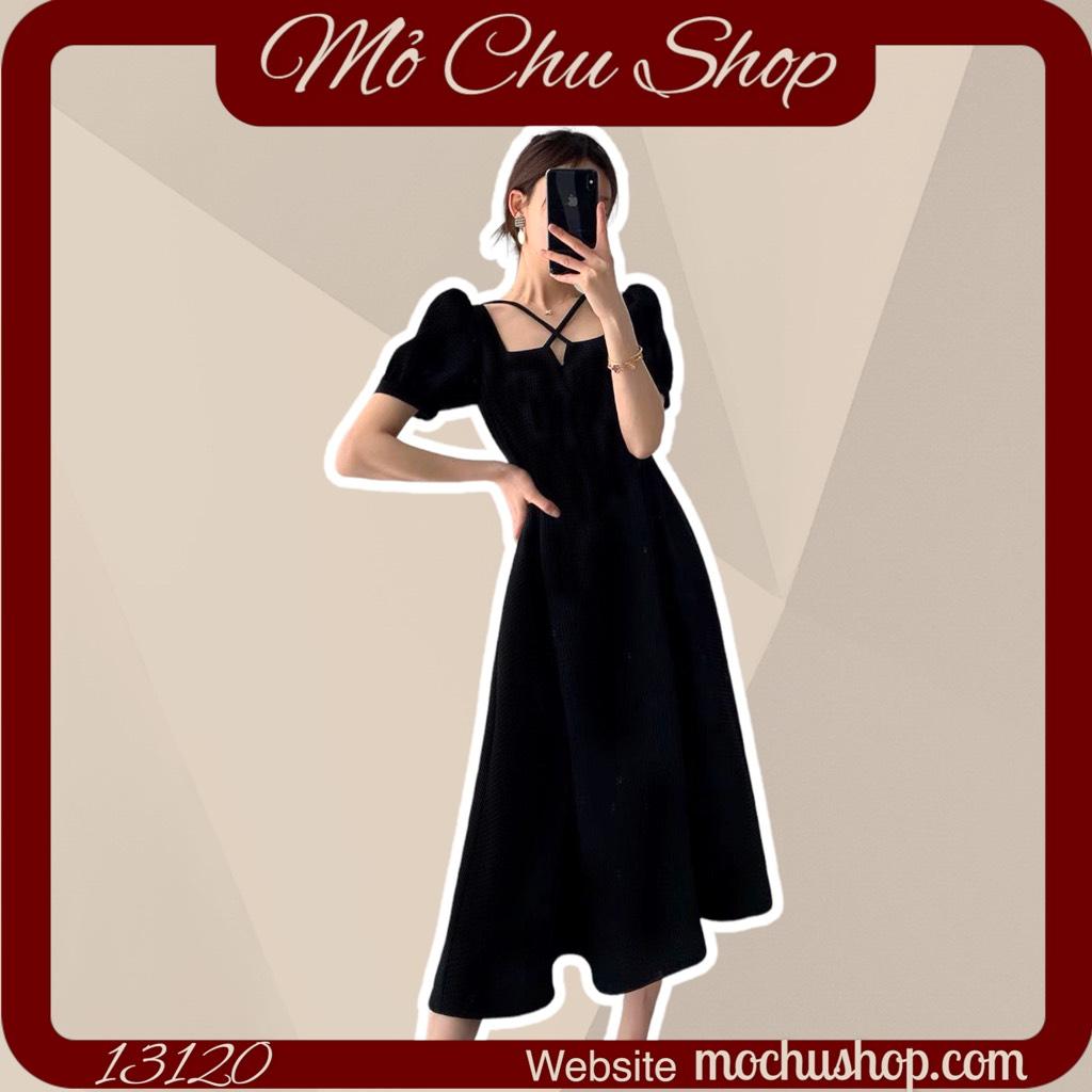 ĐẦM MIDI TAY BỒNG CHÉO DÂY NGỰC 13121