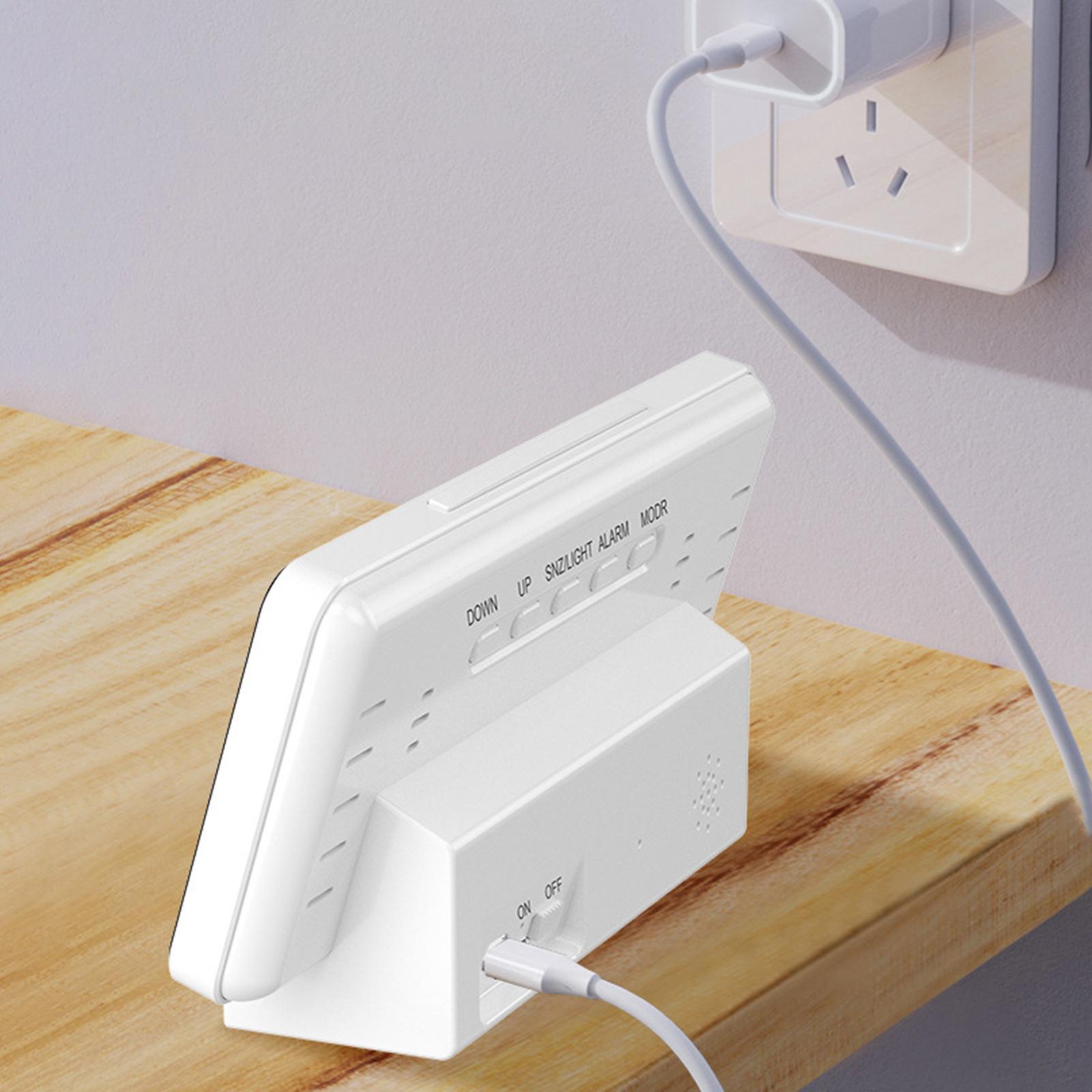 Colorful Clock Large LED Display Table USB Calendar Seniors Bedroom