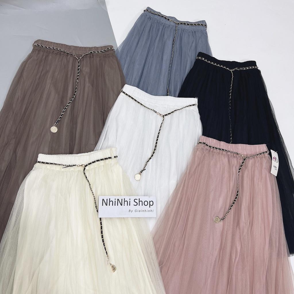 Chân váy lưới kèm dây xích siêu đẹp cạp chun co giãn CV118 - NhiNhi Shop