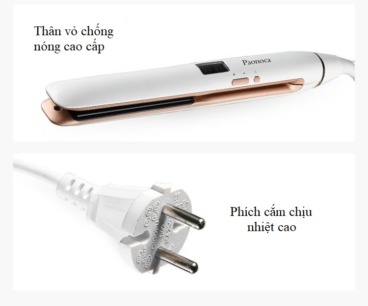 Máy Tạo Kiểu Tóc Ép, Uốn Tóc Paonoca Có Chỉnh Nhiệt Hàn Quốc PA01