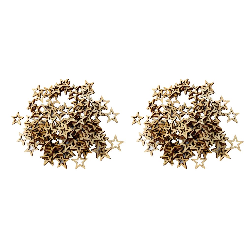200 Miếng Chưa Hoàn Thành Ngôi Sao Rỗng Hình Bằng Gỗ Trí Nổi 10mm
