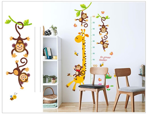 Decal dán tường thước đo chiều cao Hươu cao cổ 5 AmyShop (145 x 84 cm)