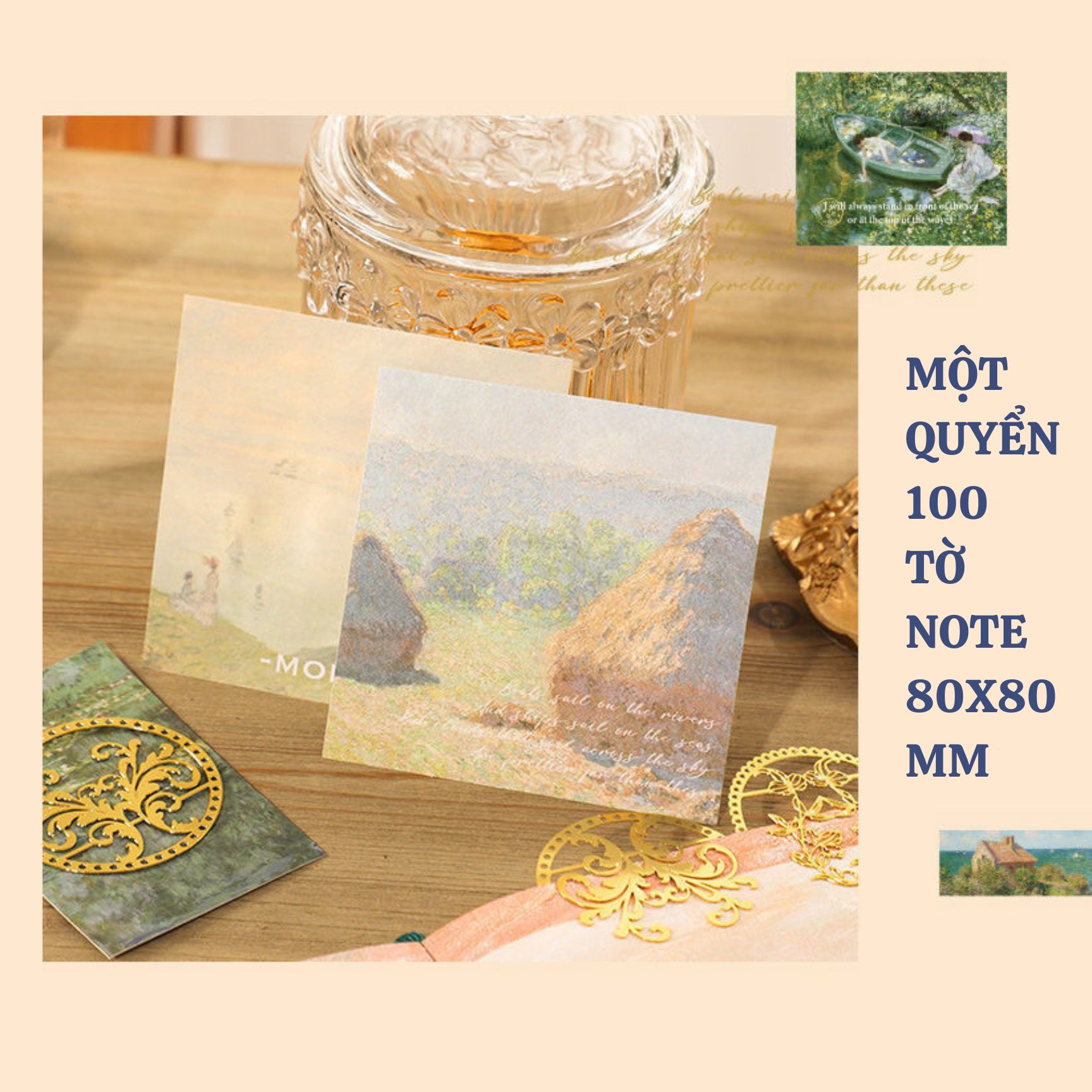 Sổ tay bìa cứng - bộ quà tặng phong cách cổ điển, vintage chủ đề hội họa châu âu - claude monet - vincent van gogh