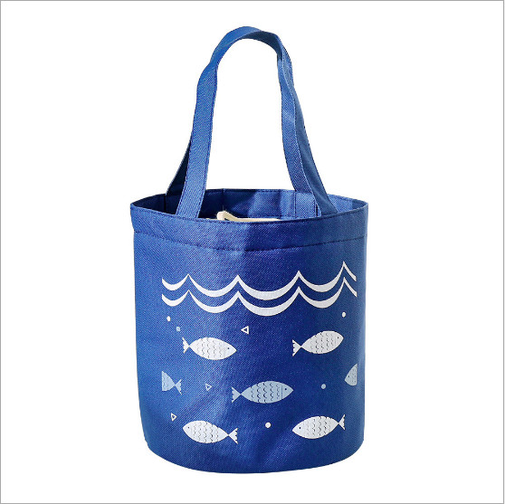 Túi đựng cơm tròn dây rút hình cá giữ nhiệt vải Oxford (size 18x17x25cm)