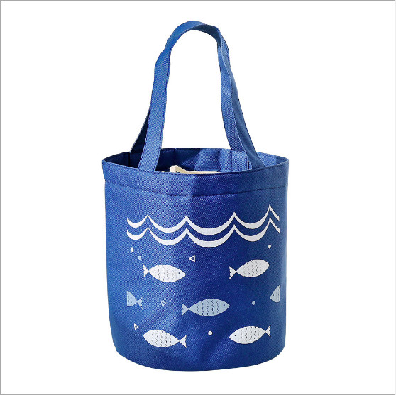 Túi đựng cơm tròn dây rút hình cá giữ nhiệt vải Oxford (size 18x17x25cm)