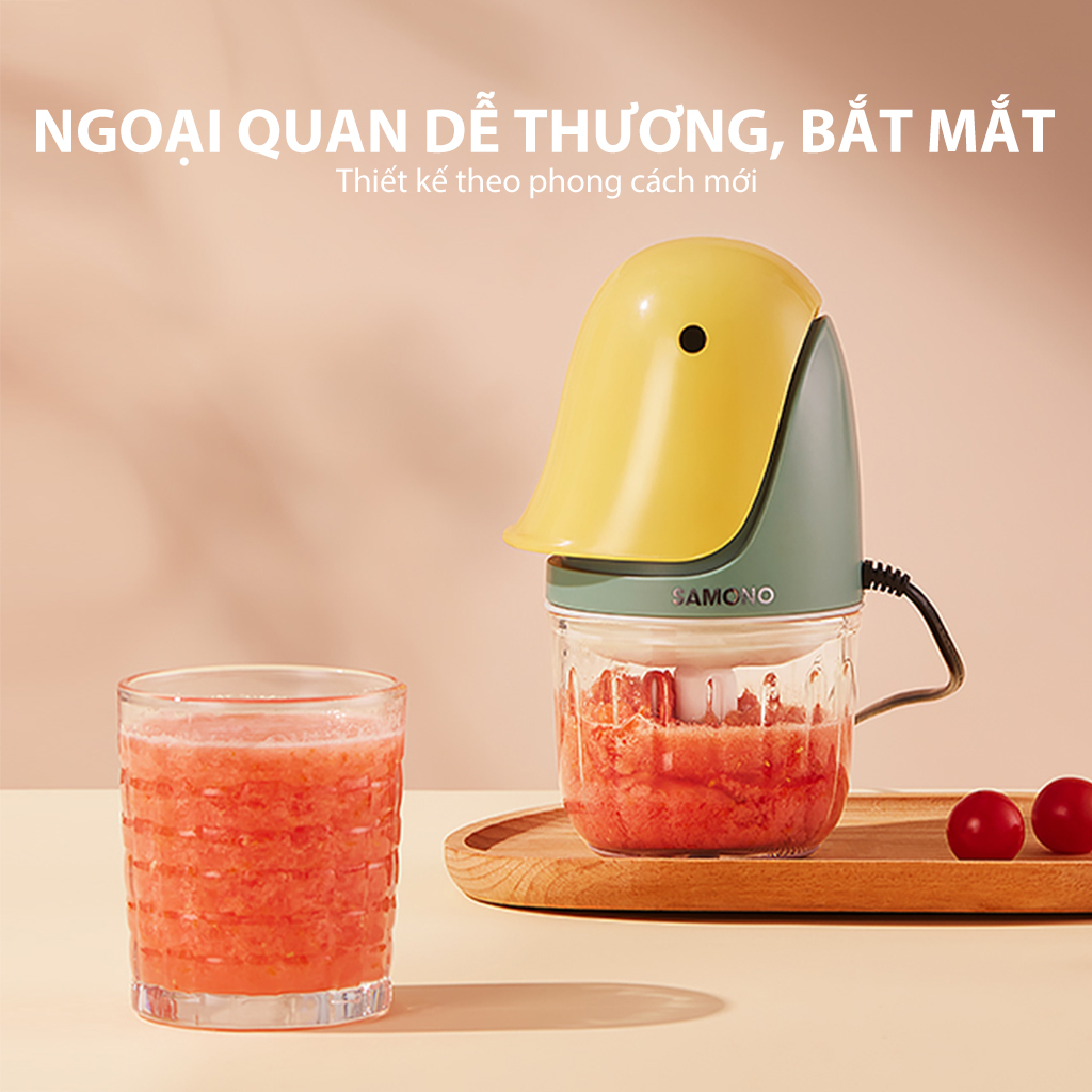 Máy xay đa năng hình con vịt SAMONO công suất 200W dung tích 350ml cối xay thủy tinh lưỡi dao inox 6 cánh SW-C200 HÀNG CHÍNH HÃNG