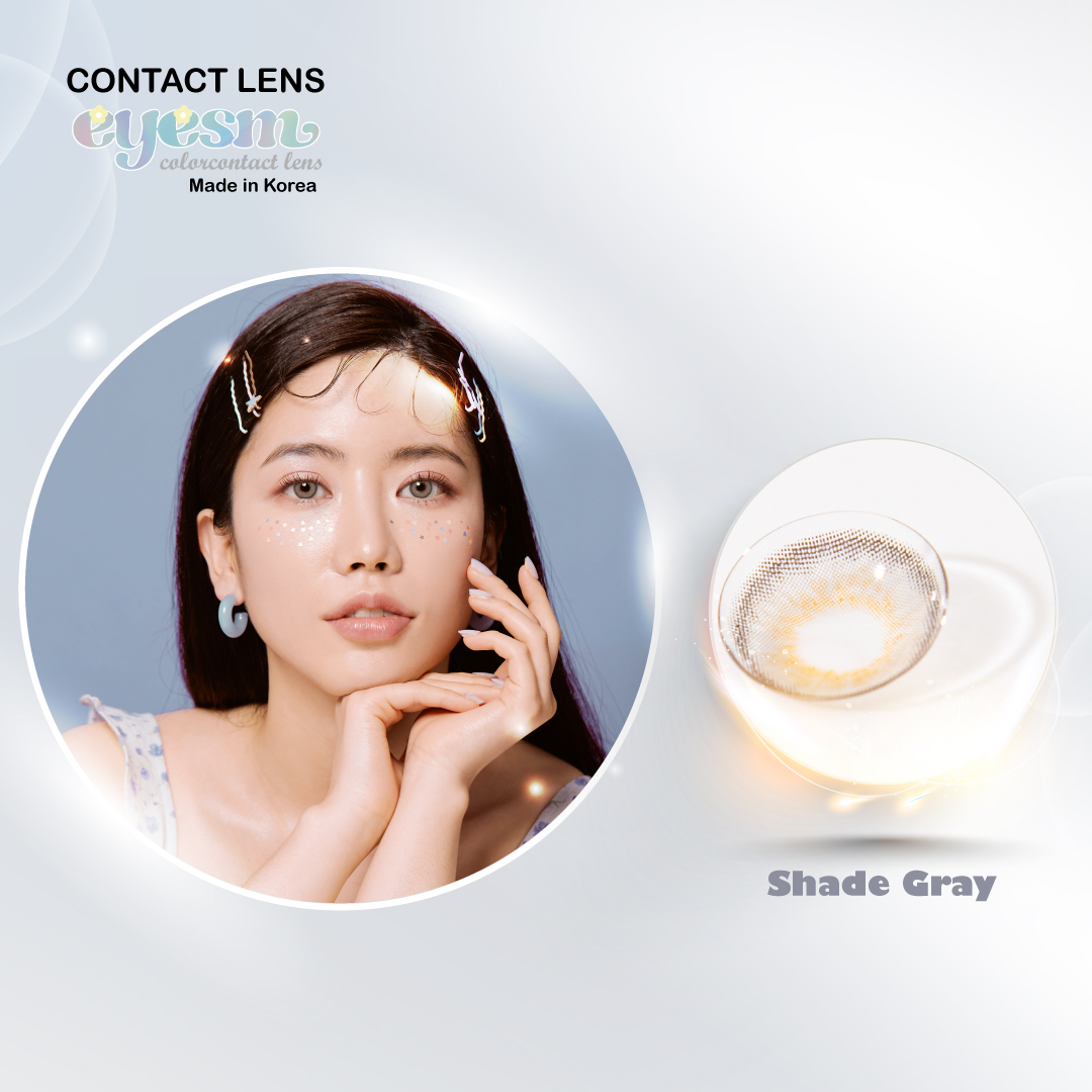 Kính áp tròng Eyesm Shade Gray - Combo lens màu xám - Full phụ kiện đi kèm