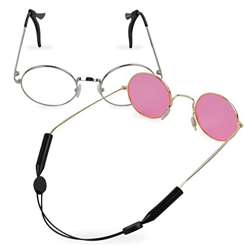 Dây đeo kính thể thao, 2 miếng giữ kính có thể điều chỉnh / 4 cặp móc chống trượt, dây đeo kính râm cho nam và nữ