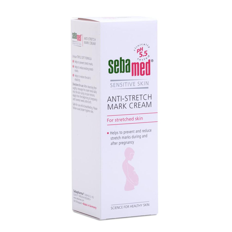 Kem Ngăn Ngừa Và Chữa Rạn Da Cho Mẹ Bầu - Sau Sinh - Tăng Cân Sebamed Sensitive Skin Anti-Stretch Mark Cream ph5.5 Từ Đức Tuýp 200Ml