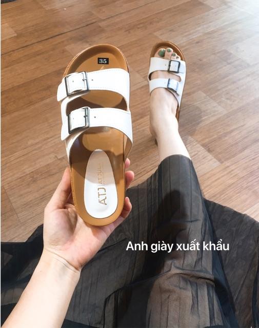 Dép xuồng da lì 2 quai nhẹ êm