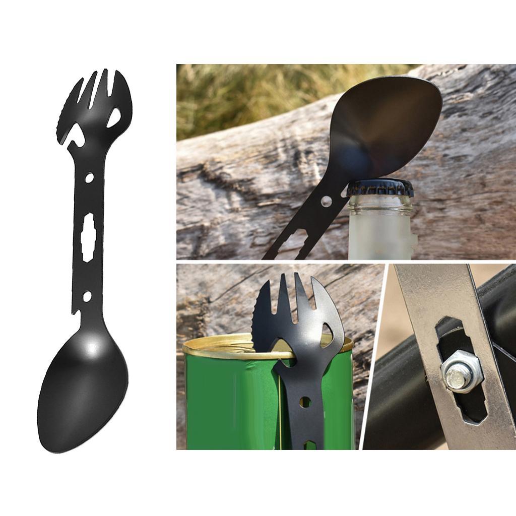 Multi-purpose Spork Camping Fork Spoon Bottle Beer Can Opener Outdoor Tableware