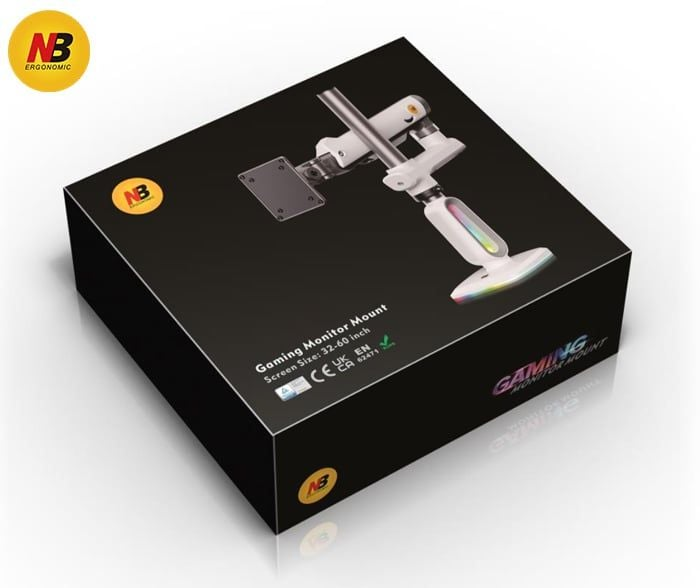 Giá Treo Màn Hình LCD Gắn Bàn NB E7 Trắng LED RGB (32" - 60") – Hàng Chính Hãng