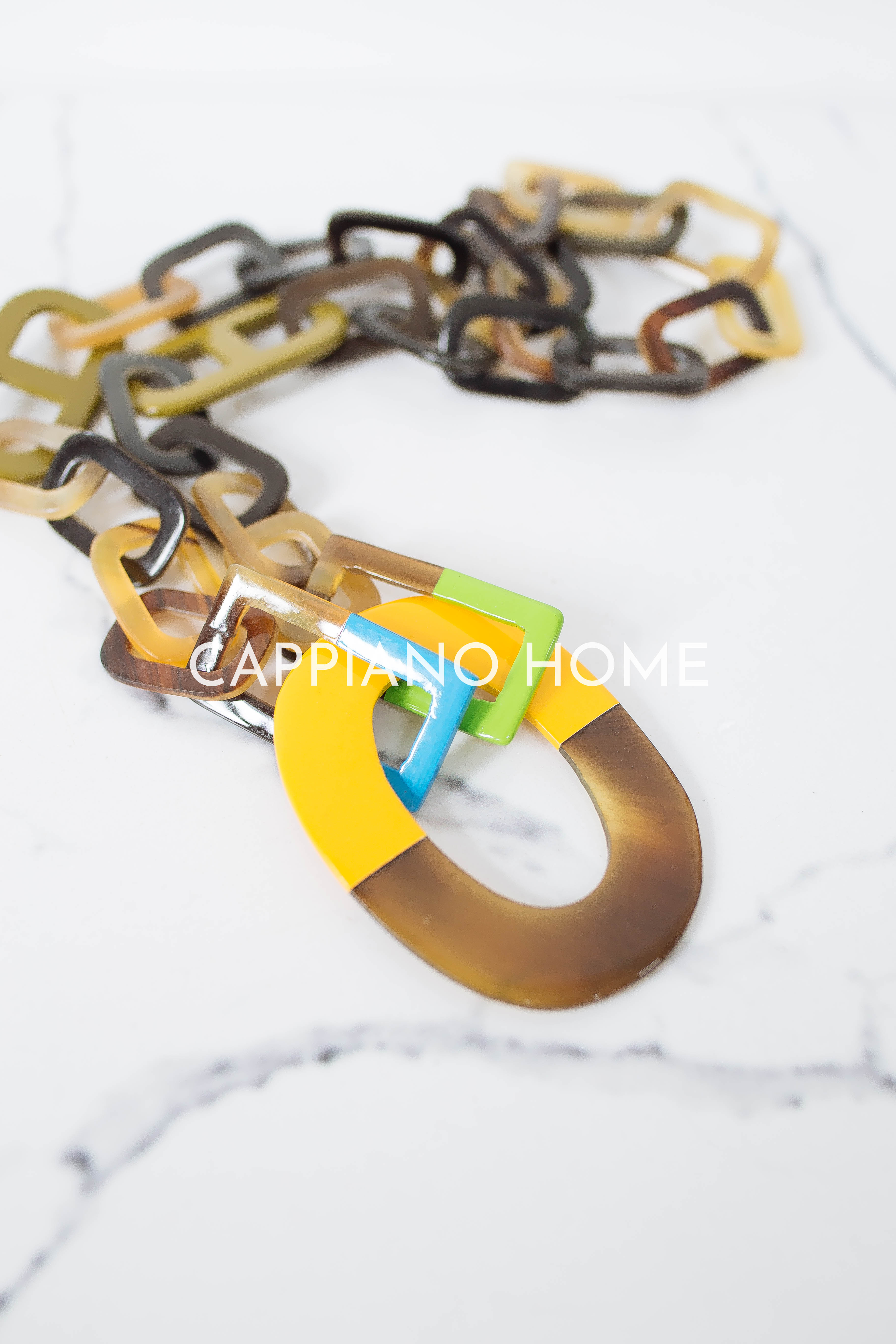 Vòng dây xích sừng sơn mài, dây chuyền sừng hoa tiết màu sắc phong cách Hobo, vintage | Cappiano Home