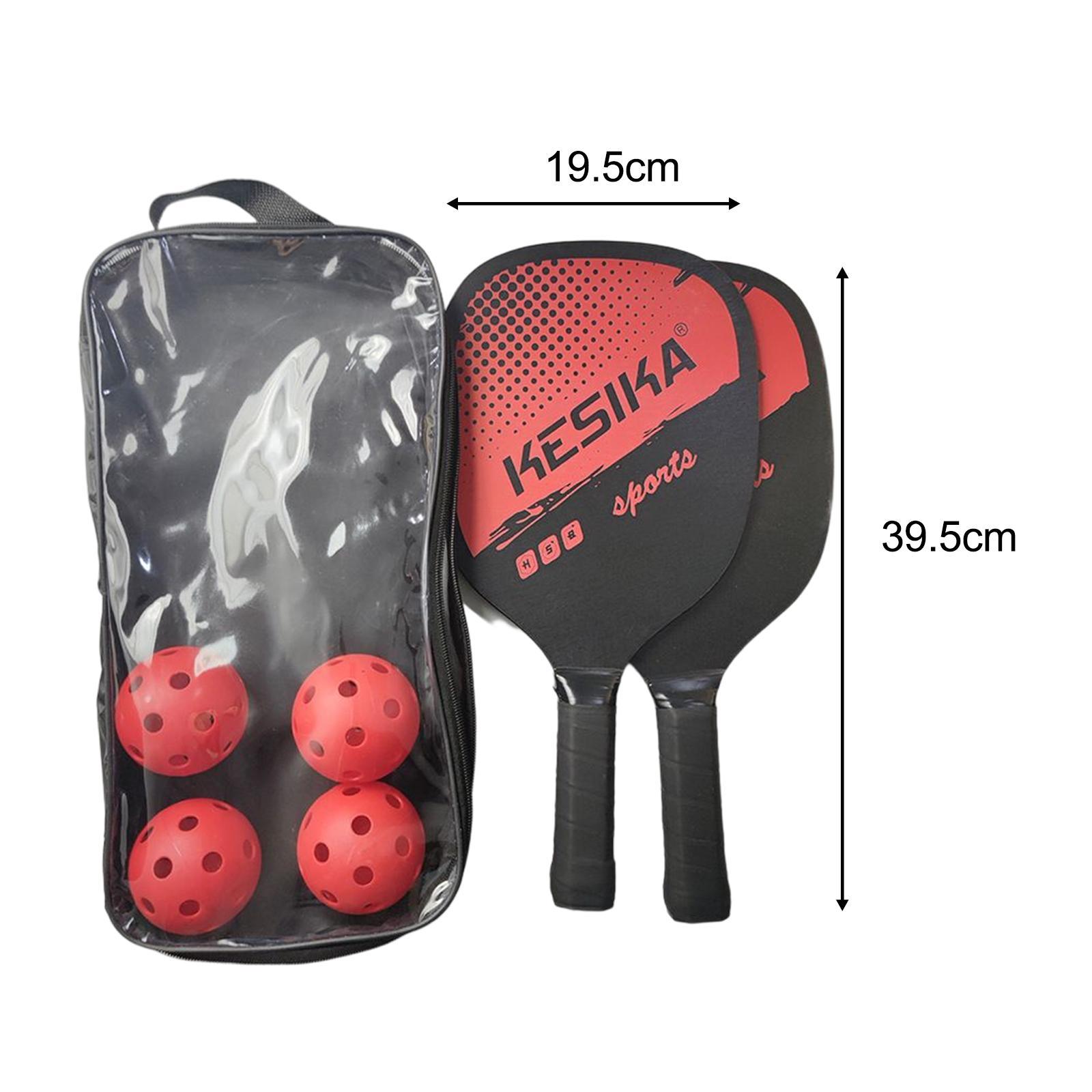 Pickleball Paddles Set Rackets Wood with 4 Balls Carry Bag for Adults Women