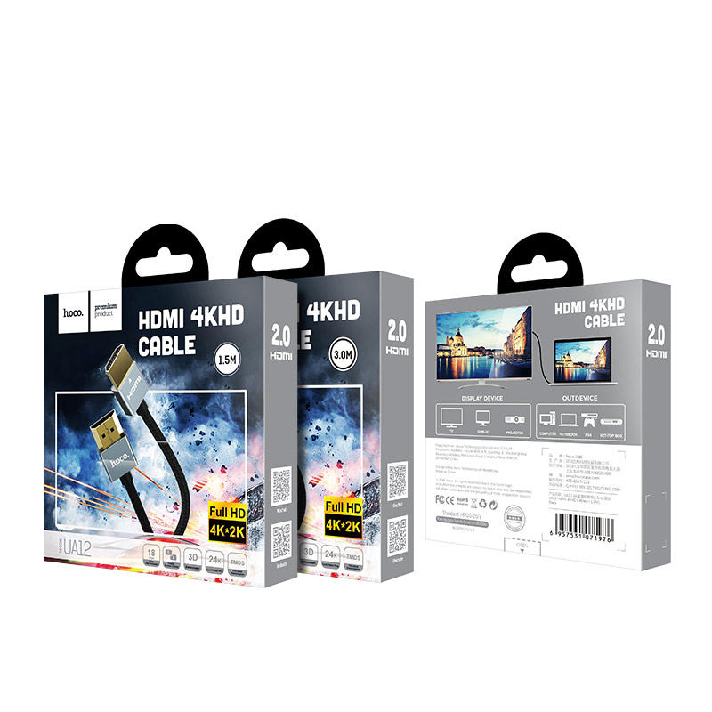 Cáp HDMI bọc thép siêu bền dài 1.5M và 3M Hoco UA12 - Chính hãng