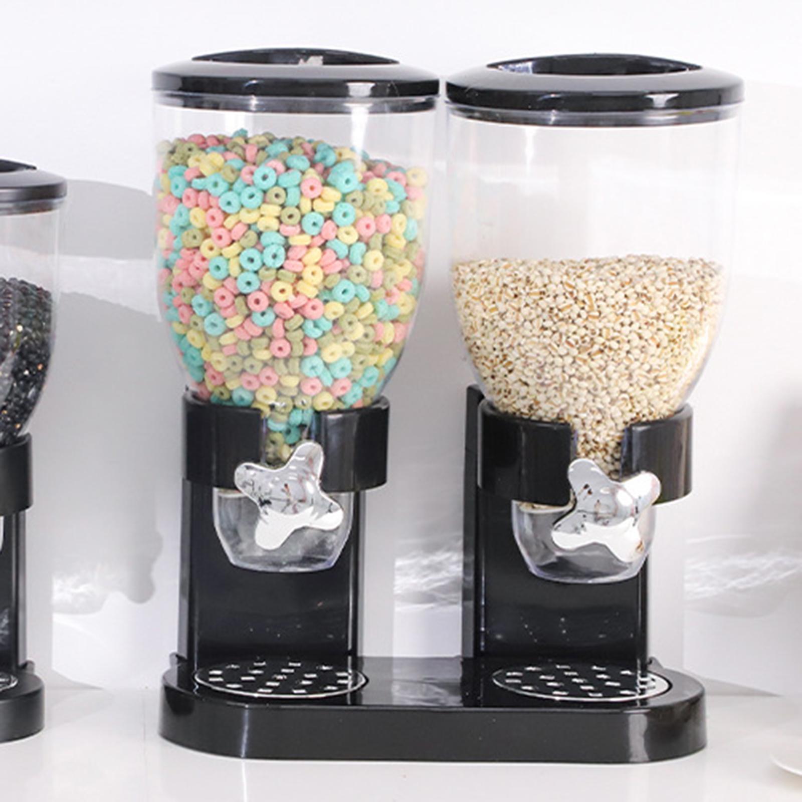 Cereal Dispenser Countertop, 5L Large Grain Dispenser, Dry Food Dispenser Container with Dual Control, Candy Dispenser for Store Coffee Beans, Nut