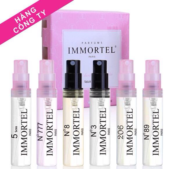 Nước Hoa IMMORTEL PARIS -Hộp 6 chai xịt 3ml   5 Sens, No777, No8, No3, 206, No89  - Eau De Parfum